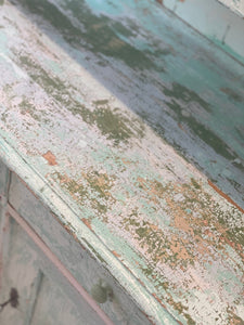 Antique Chippy Paint Buffet deux Corps Kitchen Dresser Cupboard Turquoise Green Blue - French General Trading