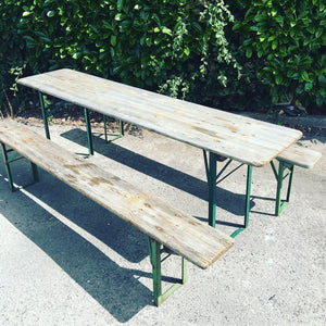 German Vintage Beer Table & Benches Garden SET - French General Trading
