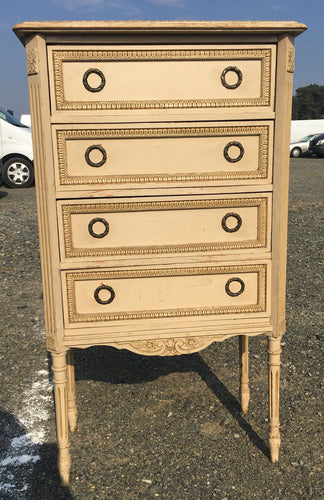 French Antique Chest Of Drawers. Original Paint. Marble Top. Very Pretty