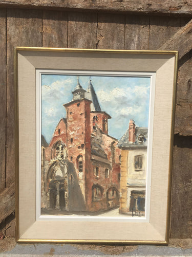 French Vintage Original Oil Painting on Boatd Signed & Dated 1967