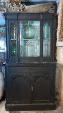 Load image into Gallery viewer, French Antique Chateau Glazed Vitrine Cabinet Bohemian Black Curved