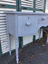 Load image into Gallery viewer, Antique Hall Console Table Crackle Pale Grey Painted Finish