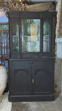 Load image into Gallery viewer, French Antique Chateau Glazed Vitrine Cabinet Bohemian Black Curved