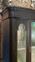 Load image into Gallery viewer, French Antique Chateau Glazed Vitrine Cabinet Bohemian Black Curved