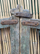 Load image into Gallery viewer, Vintage Cutting Garden Gate Original Chippy Green Paint Patina Cast Hinges Rusty