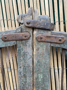 Vintage Cutting Garden Gate Original Chippy Green Paint Patina Cast Hinges Rusty