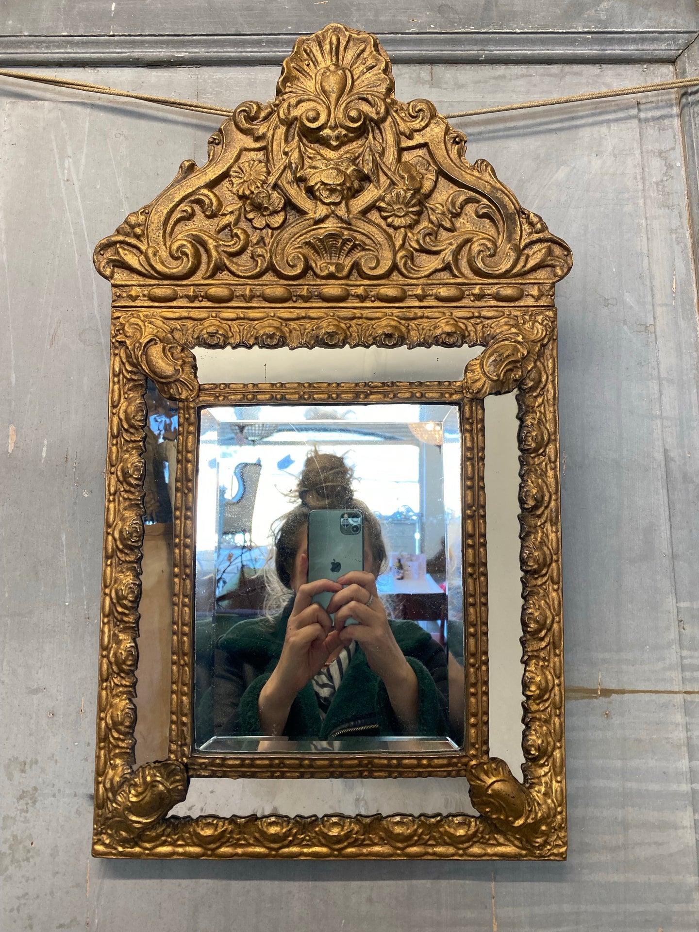 French Antique Cushion Mirror