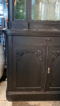 Load image into Gallery viewer, French Antique Chateau Glazed Vitrine Cabinet Bohemian Black Curved