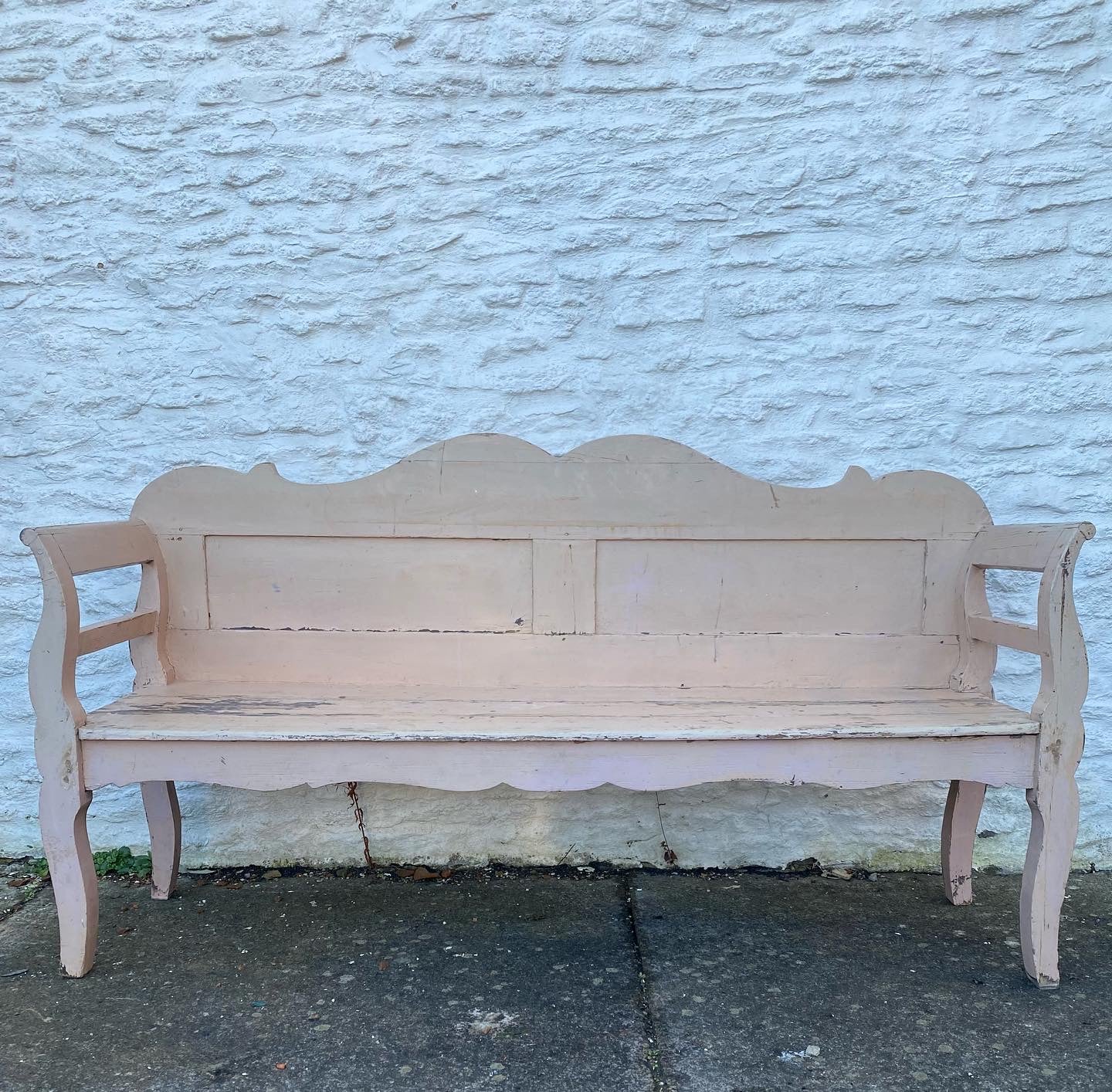 Pretty in Pink - Antique Pine Country Kitchen Bench Seat