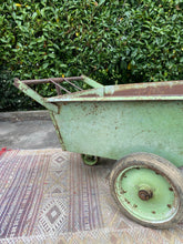 Load image into Gallery viewer, Very Large Industrial Metal Wheel Barrow - Original Green Chippy Paint