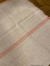 Load image into Gallery viewer, Antique Linen Sack Cloth - Large Piece - Pink / Pale red stripes