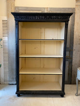 Load image into Gallery viewer, Antique Pine Open Bookcase Cupboard Black/Cream