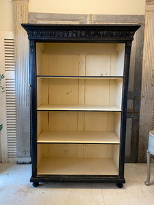 Antique Pine Open Bookcase Cupboard Black/Cream