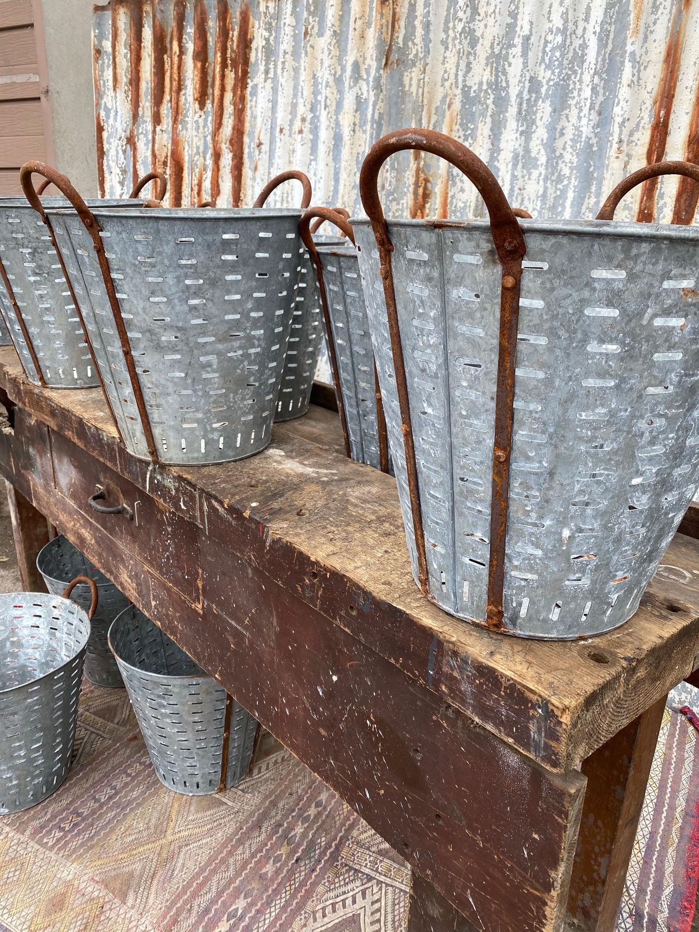 Vintage Galvanised Oyster Bucket