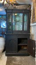 Load image into Gallery viewer, French Antique Chateau Glazed Vitrine Cabinet Bohemian Black Curved