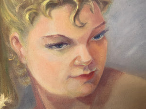 BOURGOIS “Jeune Fille” Young Girl - Studio Portrait 1957 - Original Oil on Canvas Painting