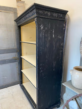 Load image into Gallery viewer, Antique Pine Open Bookcase Cupboard Black/Cream