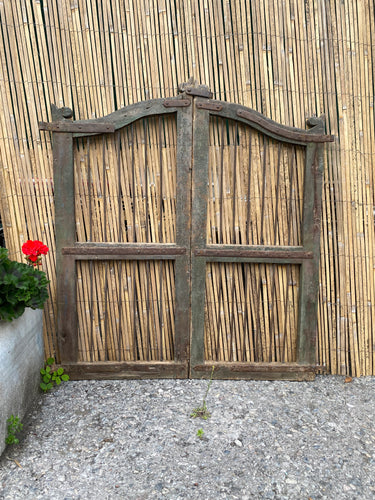 Vintage Cutting Garden Gate Original Chippy Green Paint Patina Cast Hinges Rusty