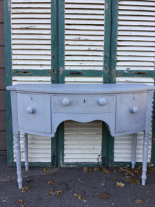 Antique Hall Console Table Crackle Pale Grey Painted Finish