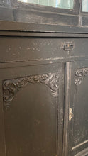 Load image into Gallery viewer, French Antique Chateau Glazed Vitrine Cabinet Bohemian Black Curved