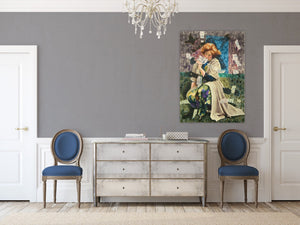 James WOOD (1889 - 1975) Huge Original Oil/Mixed Media Art Painting “Picking Flowers” 1950’s - French General Trading