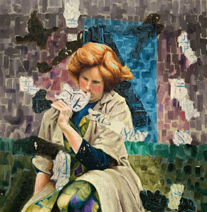 James WOOD (1889 - 1975) Huge Original Oil/Mixed Media Art Painting “Picking Flowers” 1950’s - French General Trading