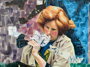James WOOD (1889 - 1975) Huge Original Oil/Mixed Media Art Painting “Picking Flowers” 1950’s - French General Trading