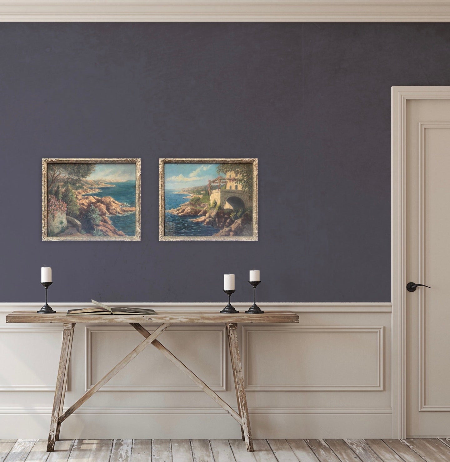 Pair of 1930’s French Seascapes in Original Frames Oil Paintings - French General Trading