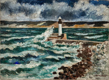 Load image into Gallery viewer, &quot;Phare&quot; Original French Vintage Oil Painting on Canvas - Signed - French General Trading