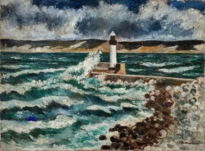 "Phare" Original French Vintage Oil Painting on Canvas - Signed - French General Trading