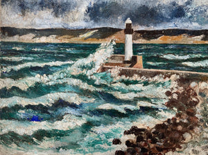 "Phare" Original French Vintage Oil Painting on Canvas - Signed - French General Trading