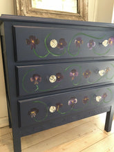 Load image into Gallery viewer, Pretty Midcentury Chest Of Drawers Handpainted Pansy Flowers - French General Trading