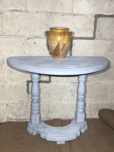 Pretty Painted Vintage Demi Lune Hall Console Side Table - French General Trading