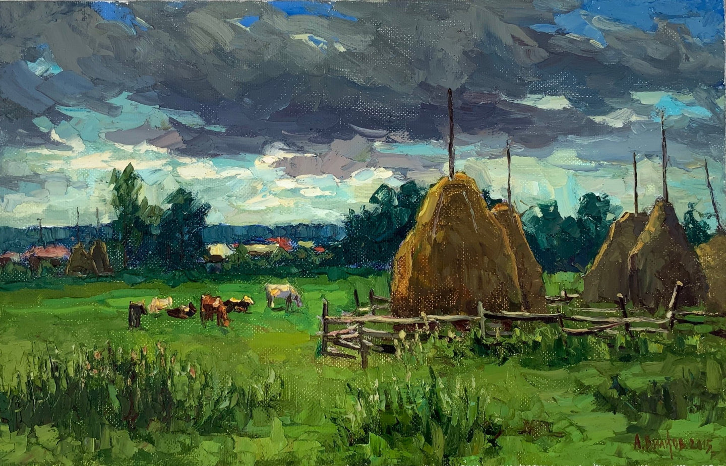 Russian Modern Oil Painting on Canvas Original Signed - French General Trading