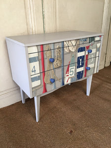 Vintage Mid Century Beach Sea Theme Chest of Drawers Decoupage Childs Bedroom - French General Trading