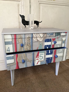 Vintage Mid Century Beach Sea Theme Chest of Drawers Decoupage Childs Bedroom - French General Trading